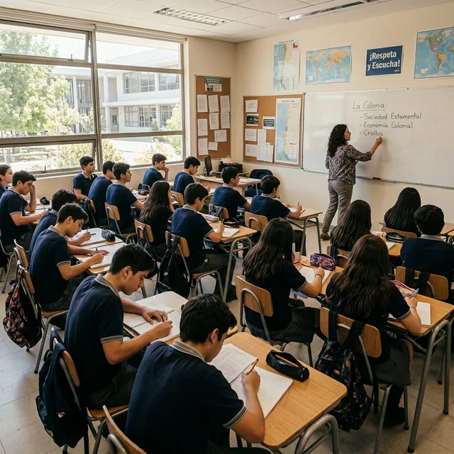Sala de clases concentrada y sin celulares, operando con normalidad