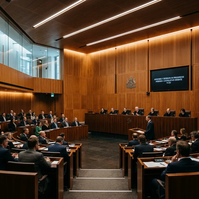 Sala de sesiones institucional en pleno funcionamiento